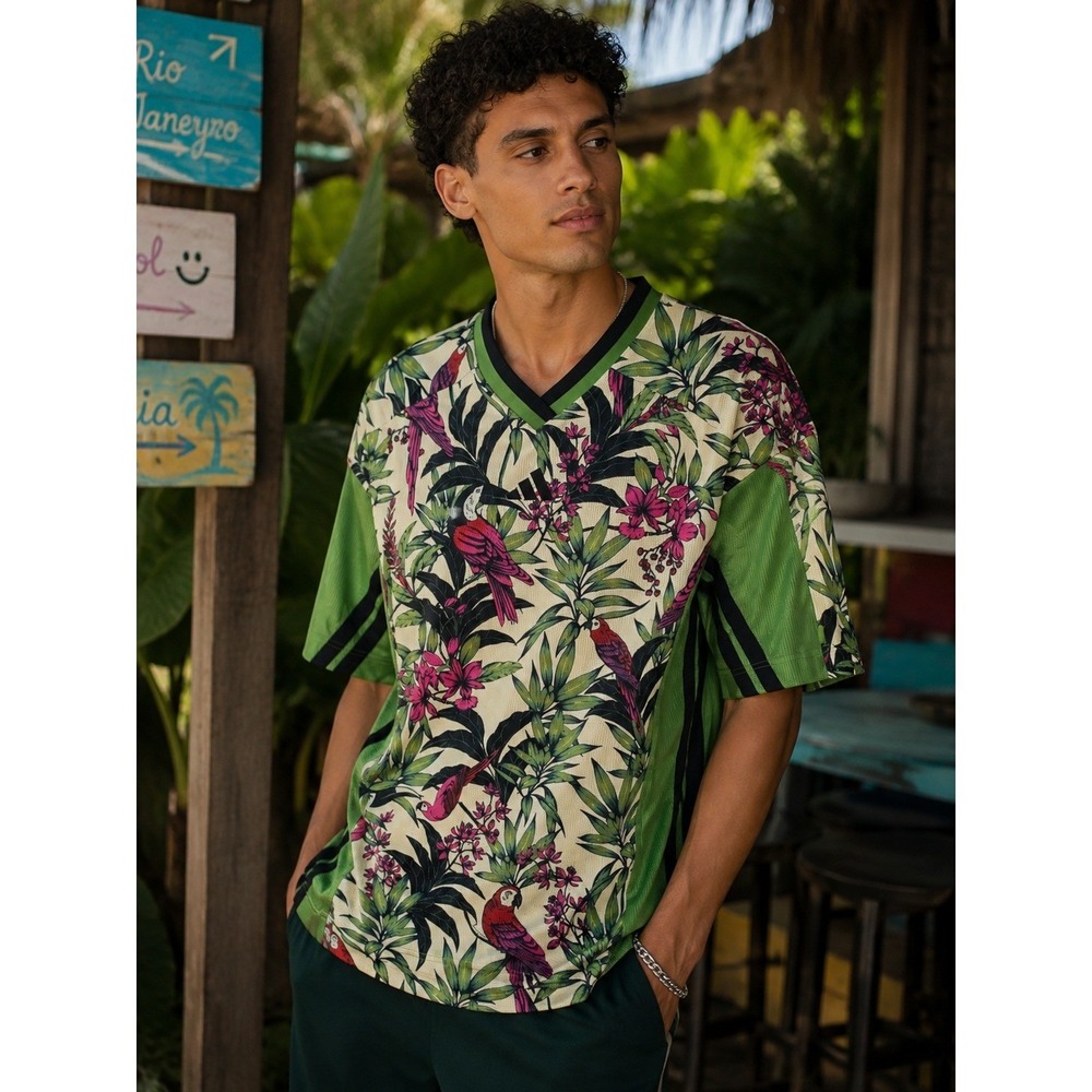 Adidas x FARM Rio Tropical Bird Print Jersey Tee Green Sporty Street KD4628 M